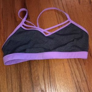Gray purple sports bra